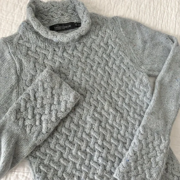 Irelandseye Wool Cashmere Trellis Sweater Womens Sm Blue Fisherman $167 Retail! - Picture 3 of 11